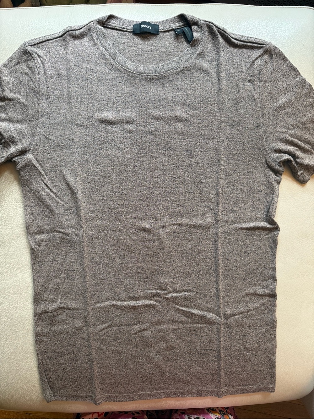 Theory Men's Short-Sleeve Crewneck Tee in Heathered Taupe